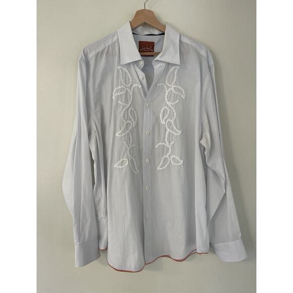 Tommy Bahama Other - Tommy Bahama Men's Shirt Button Up Blue XL Western Embroidered Pinstripe